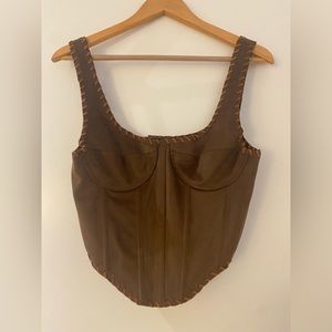 Meshki - Brown Faux Suede Corset